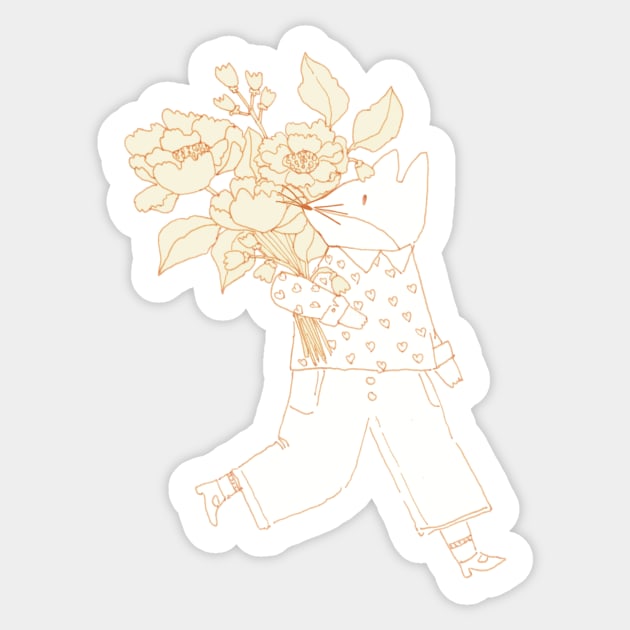 Fox and Flowers Sticker by Cati Daehnhardt